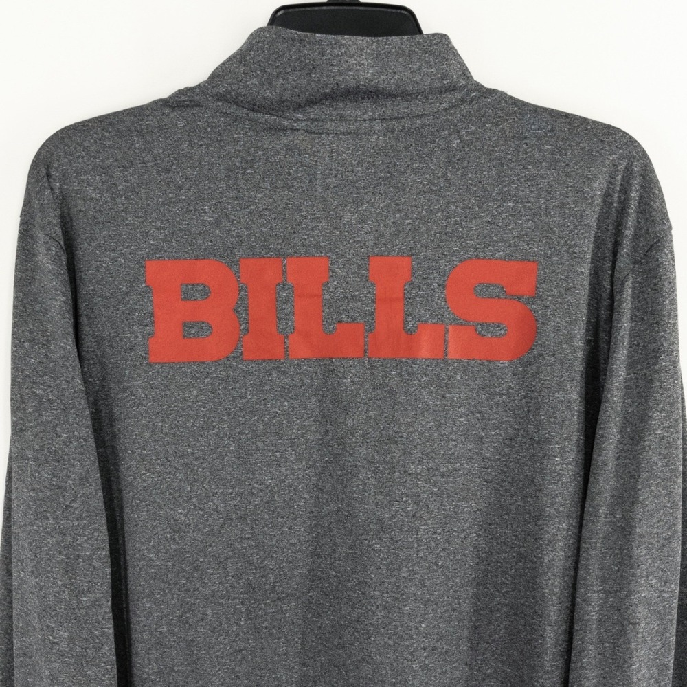 NFL Team Apparel Men's Large Buffalo Bills Quarter Zip Pullover Gray Performance